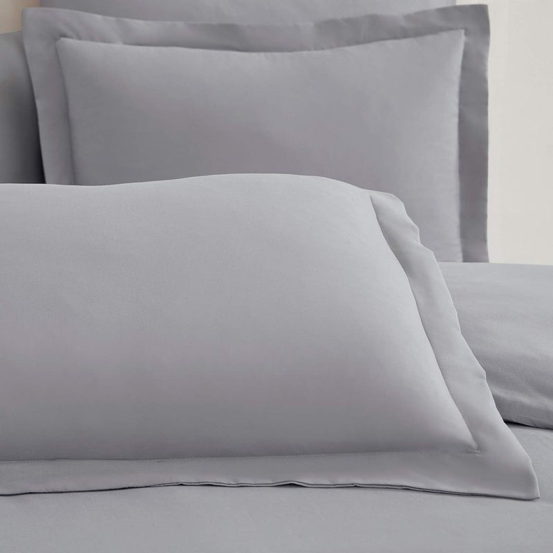 Mellanni Duvet Cover Set - 5 PC Iconic Collection Bedding Set - Hotel Luxury  Extra Soft & Cooling - Microfiber - Button Closure and Corner Ties (King  Light Gray) - Image 2